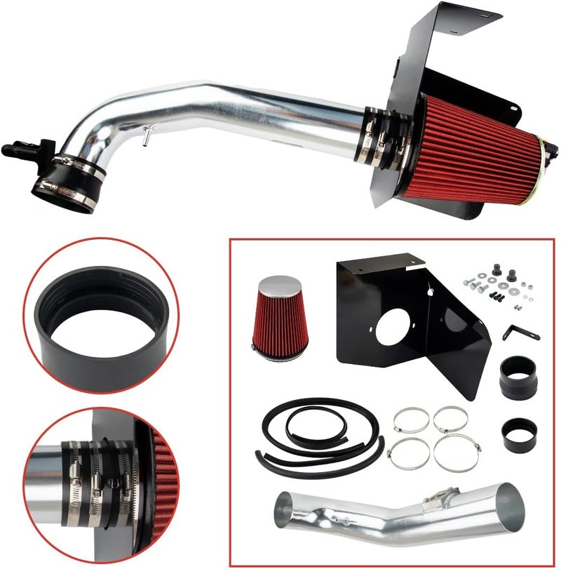 AUTOSITY Cold Air Intake System Kits + Filter Aluminum Compatible with 2009-2014 Yukon Silverado 1500 Sierra 1500 4.8L/5.3L/6.2L V8, 2009-2013 Escalade/Avalanche V8 (Red) - Image 3